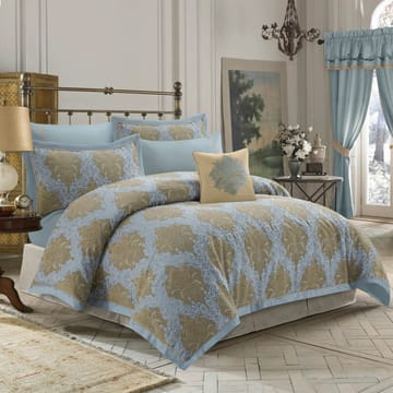 كاشيا مفرش صيفي أزرق وذهبي 7 قطع