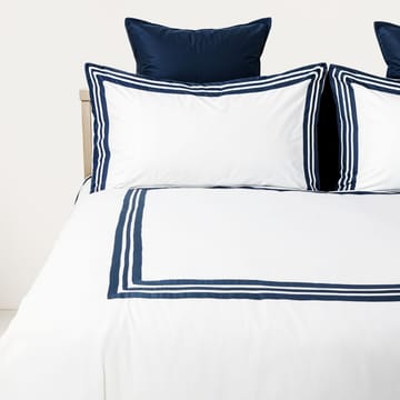 Charm Cotton White Hotel Comforter with Navy Blue Border 5 Pieces