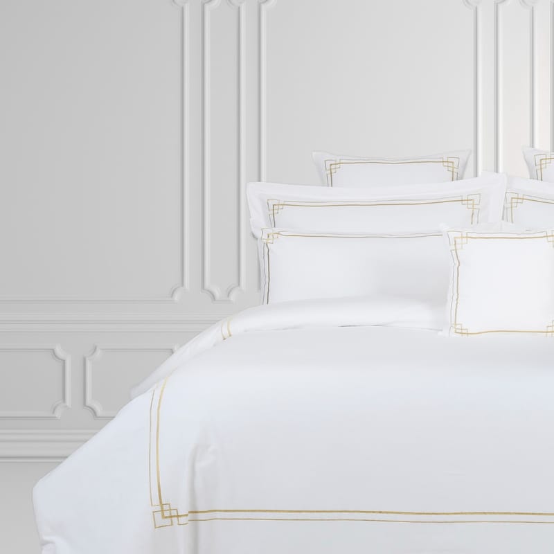 زوايا مفرش صيفي أبيض مع إطار ذهبي قطن 9 قطع, ذهبي color-3