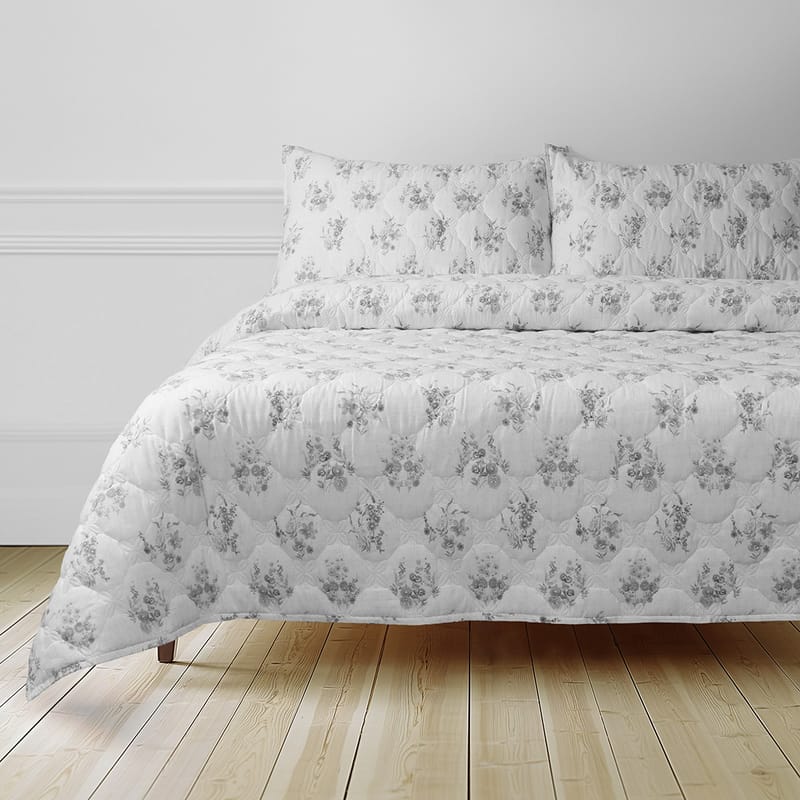 أودن مفرش مضغوط قطن صيفي رمادي مشجر قطن 3 قطع
