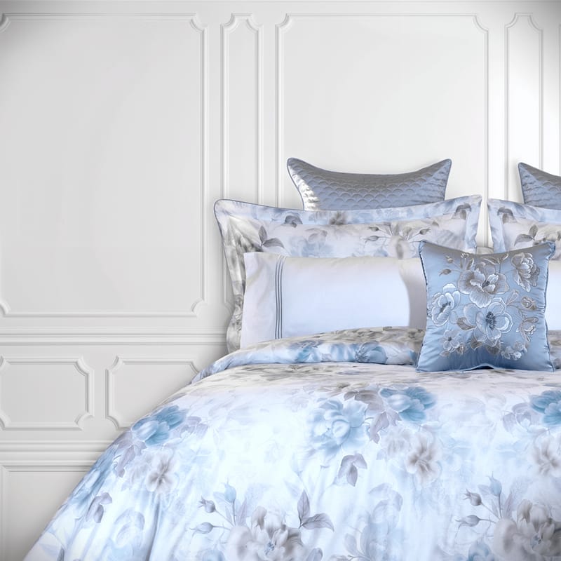 تاج محل مفرش صيفي مشجر قطن أبيض وأزرق 9 قطع-24