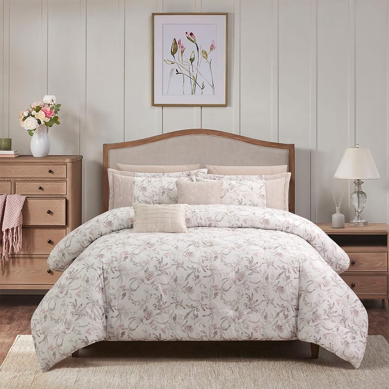 أبيليا مفرش مشجر أبيض وبيج