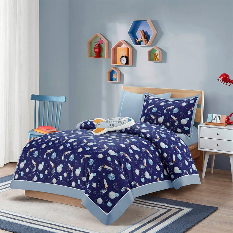 أكوان مفرش سرير أطفال قطن كحلي 5 قطع, أزرق بحري color-1