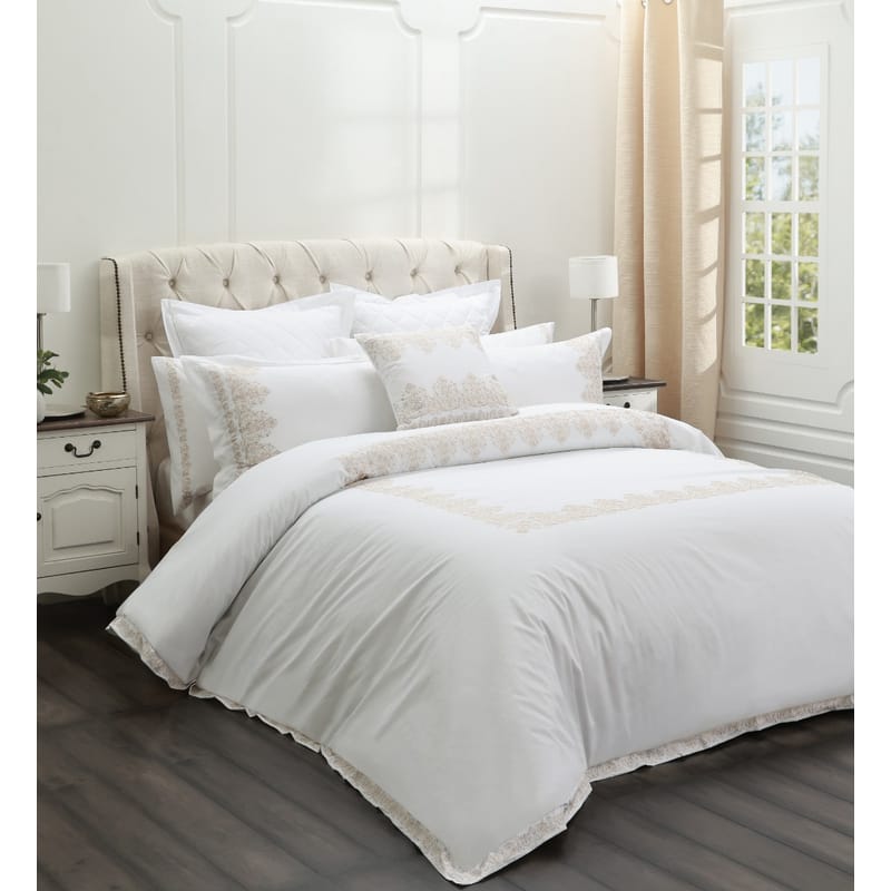 أصيلة مفرش صيفي أبيض قطن تطريز يدوي 9 قطع, أبيض color-1