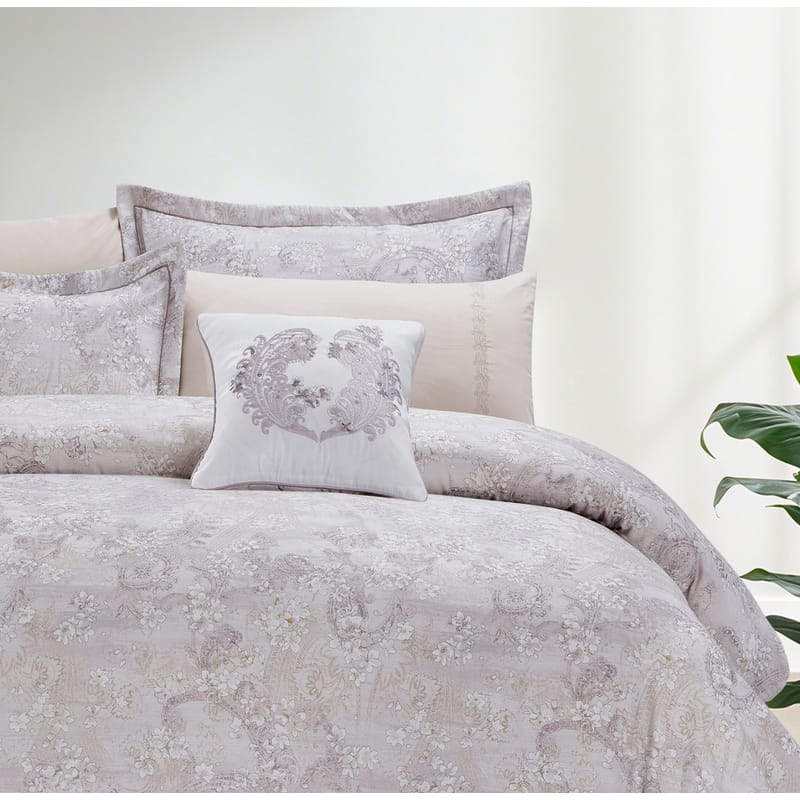 عوالي مفرش رمادي فاتح طقم 7 قطع من كرز لنن
