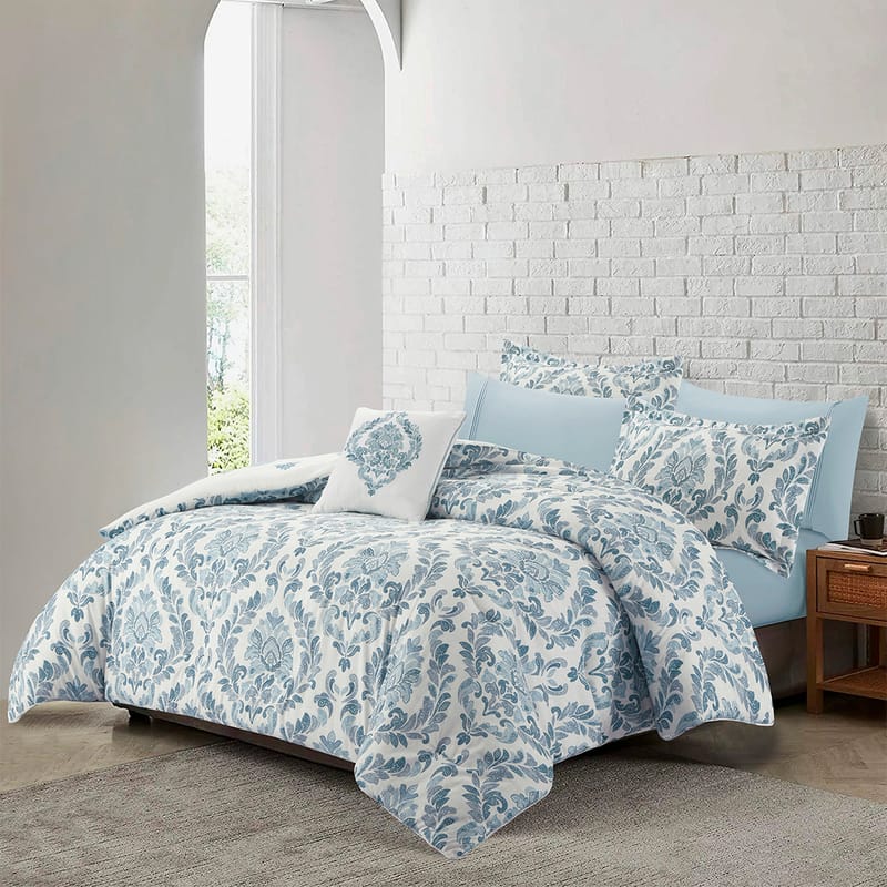 آية مفرش صيفي مشجر أزرق نفرين 6 قطع,  أزرق رمادي فاتح color-2