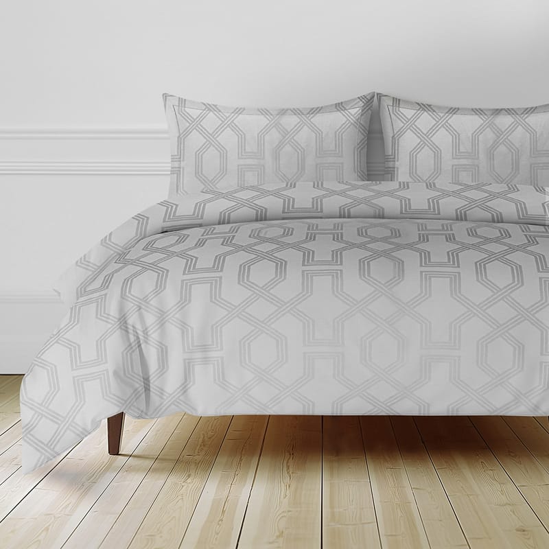 لحاف سرير قطن رمادي فاتح طقم 3 قطع من كرز لنن
