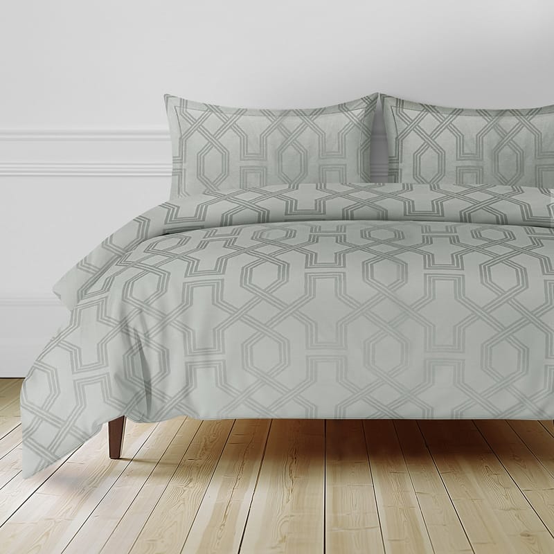 بريق لحاف قطن صيفي اخضر فاتح جدًا طقم 3 قطع
