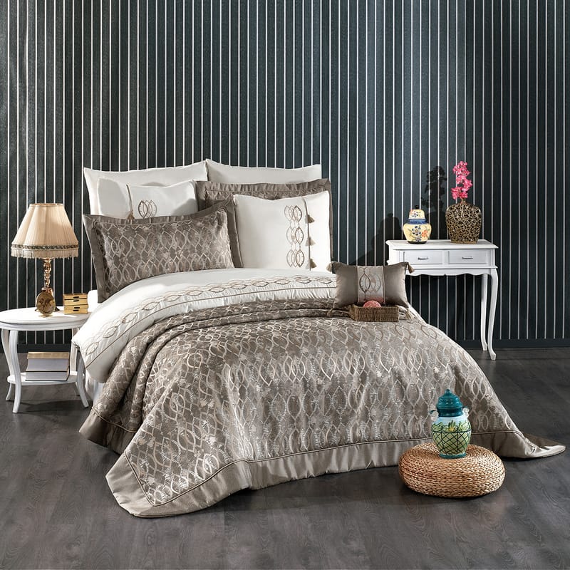 بيانكا | مفرش مع بيت لحاف عرايسي 10 قطع, بيج color-1