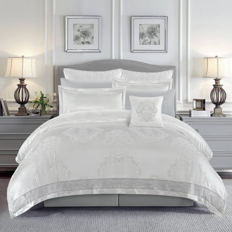 ماريانا مفرش ابيض جاكارد صيفي طقم 9 قطع من كرز لنن
