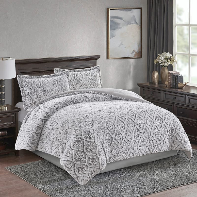 ميسون | مفرش شتوي 3 قطع, رمادي color-1