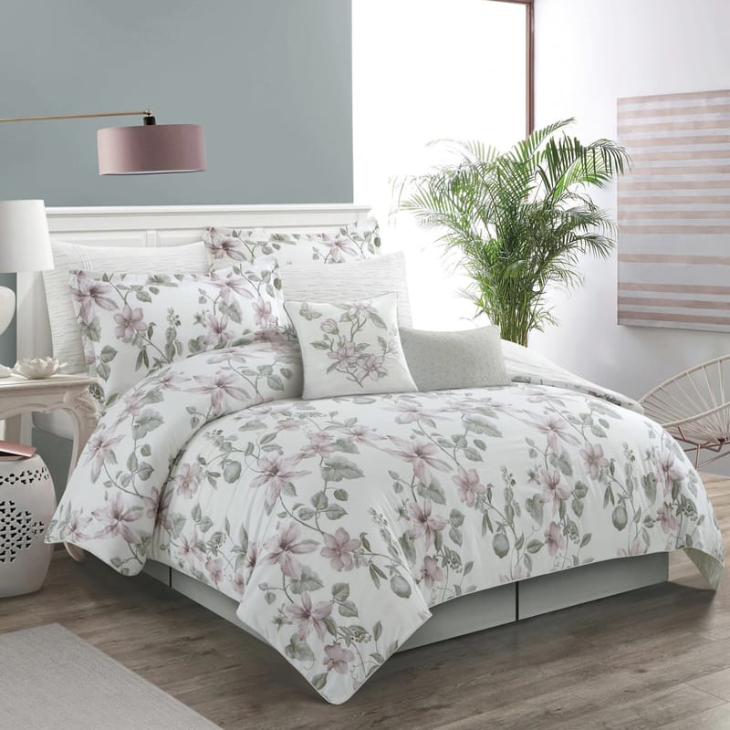 cosette white floral comforter set 7 pieces