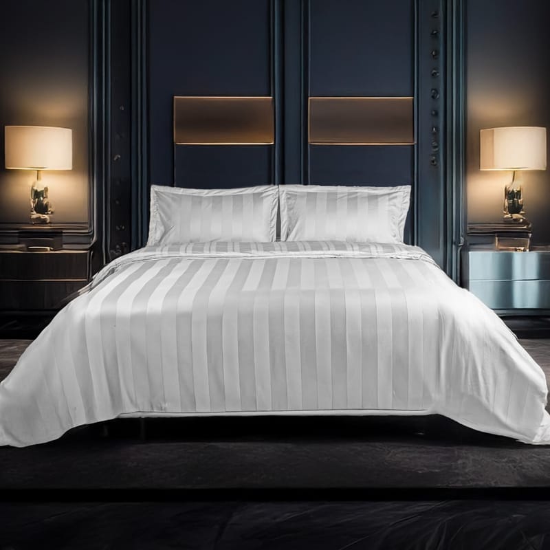 Dante 2 Hotel Cotton Duvet Cover Set Wide Stripes 3 Pieces
