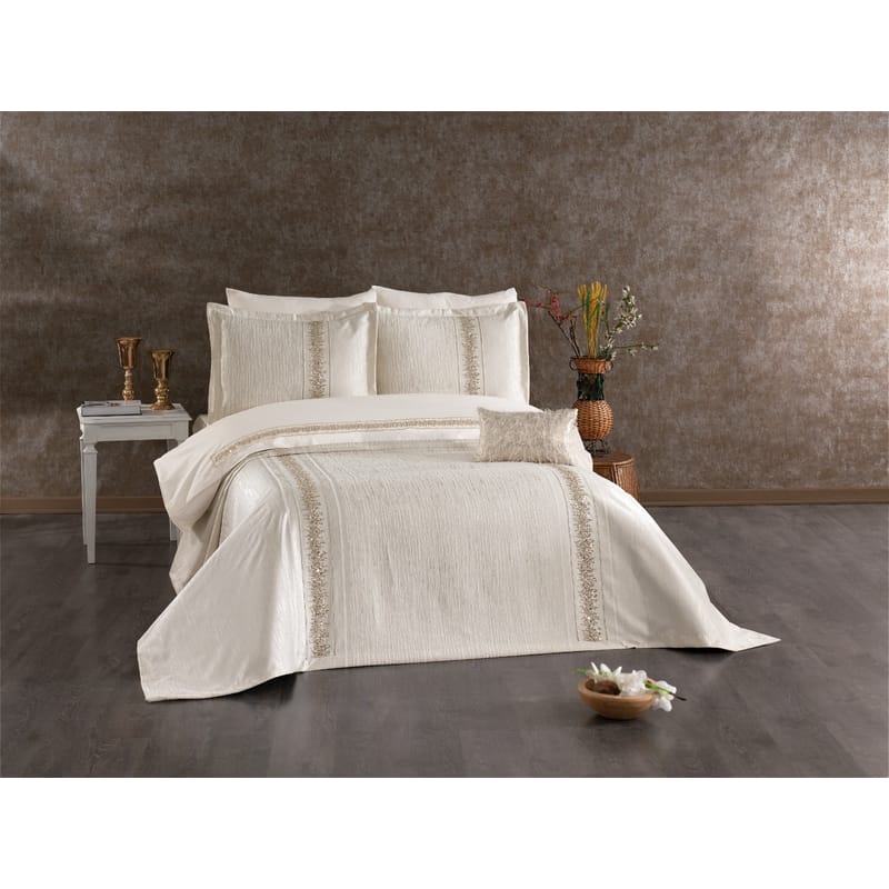 إليزا طقم مسبل تخت عرايسي بيت لحاف 7 قطع - كرز لنن
