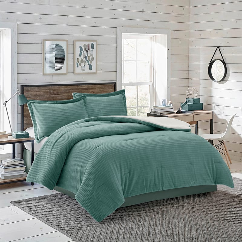 إيفيلينا أخضر | مفرش شتوي 3 قطع-1