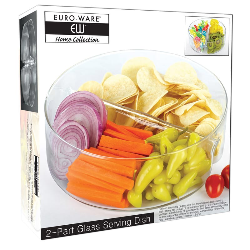 صحن تقديم زجاج بجزأيين, شفاف color0