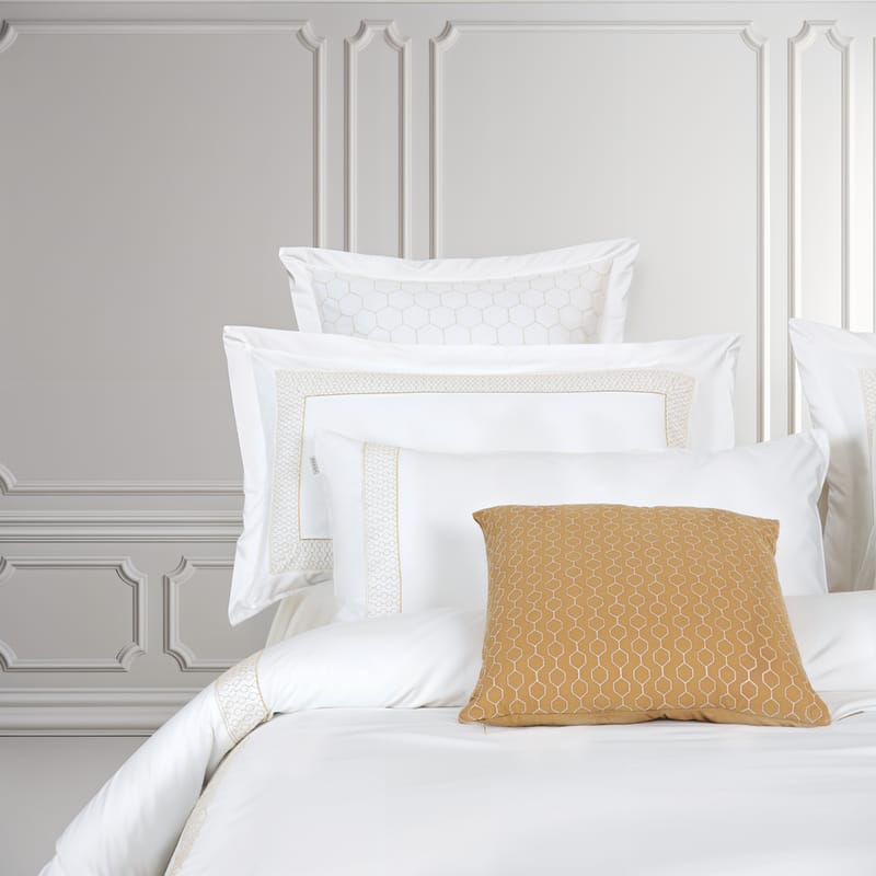 زخرفة مفرش صيفي أبيض مزخرف بالذهبي قطن 9 قطع, ذهبي color-14