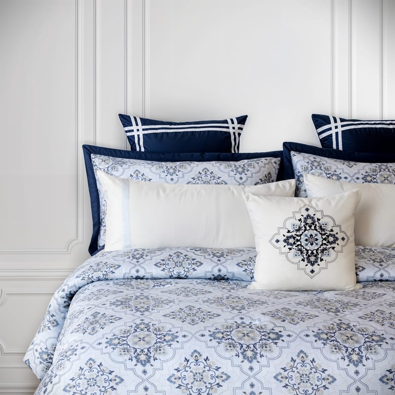 سلوى مفرش صيفي قطن مزخرف 9 قطع, أزرق color-28