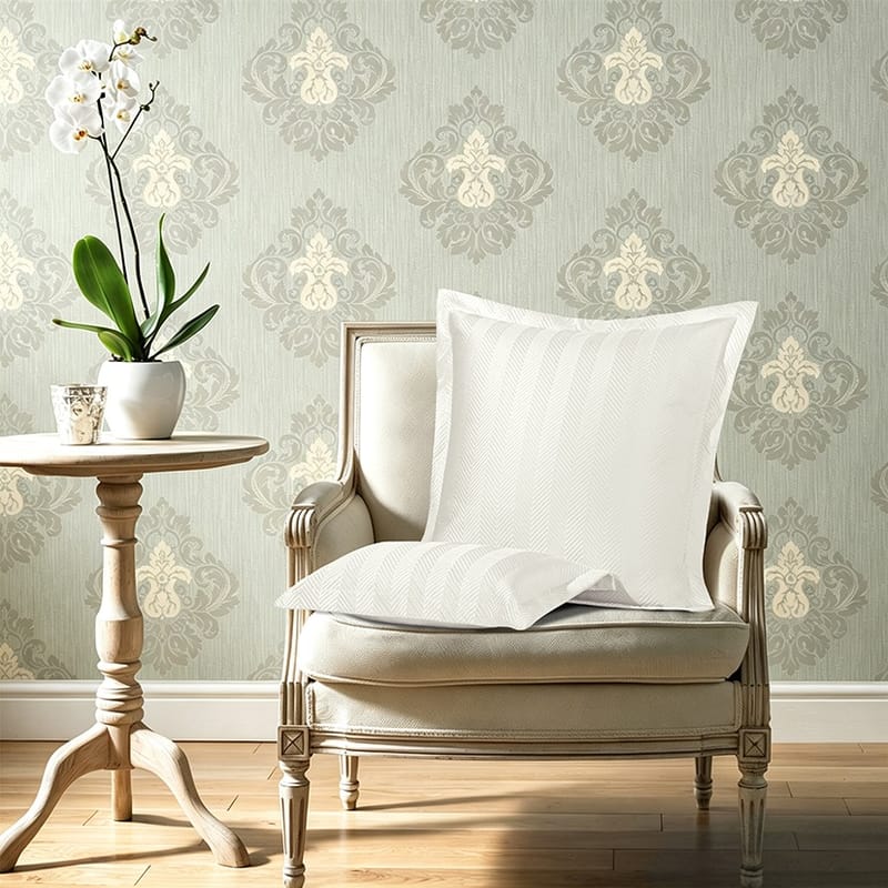 Lavinia white decorative cushion with 100% insert and a soft zigzag chevron pattern, available in 65×65+4 cm and 50×30+4 cm sizes
