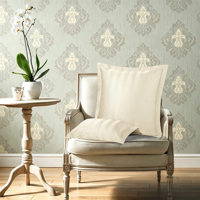 Lavinia white decorative cushion with 100% insert and a soft zigzag chevron pattern, available in 65×65+4 cm and 50×30+4 cm sizes
