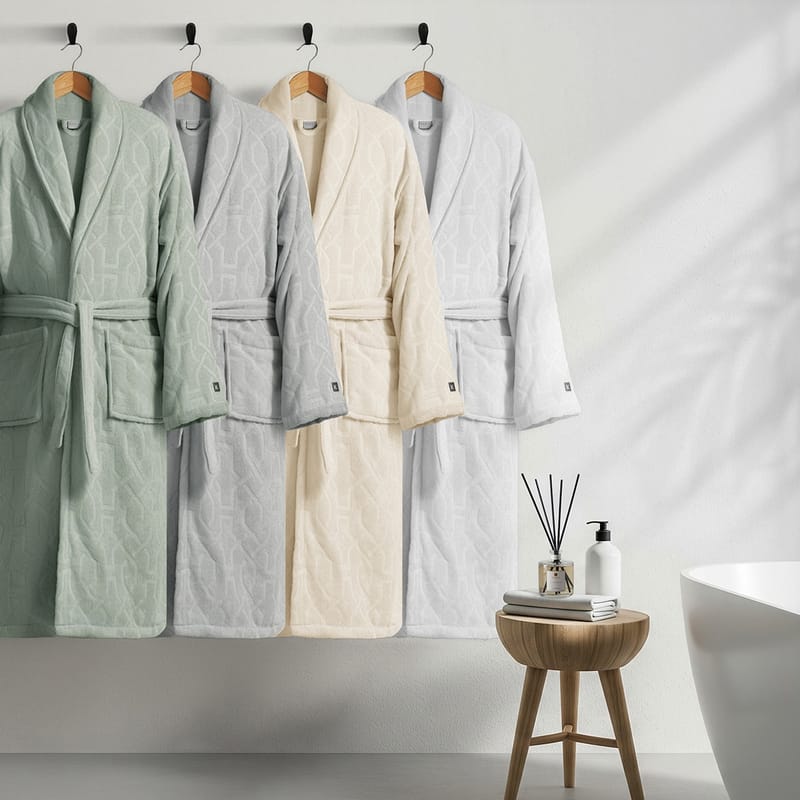 Bareeq – Luxury Jacquard Cotton Bath Robe from Karaz Linen, Multiple Sizes
