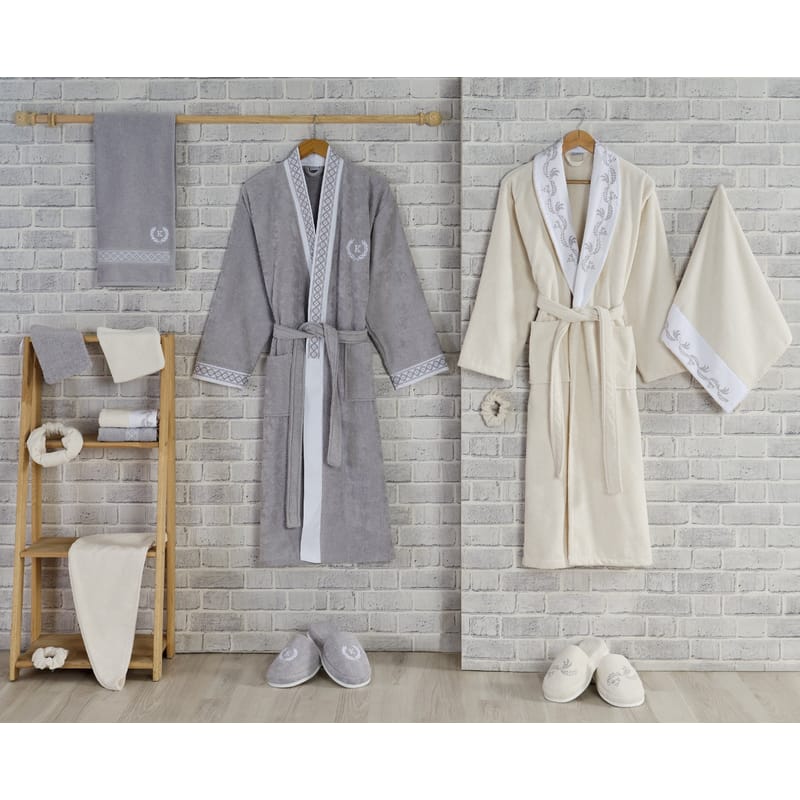 هَيَام | طقم أرواب حمام 16 قطعة, رمادي color-33