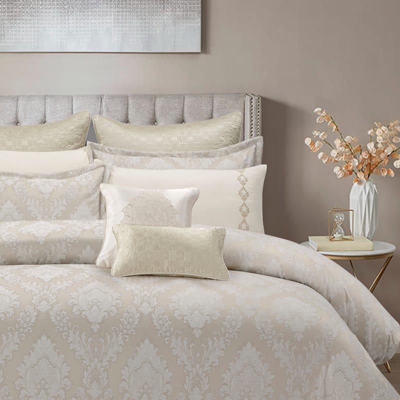 Joman – Luxury Jacquard Cotton Summer Comforter Set, Royal Beige in Saudi Arabia and the Gulf
