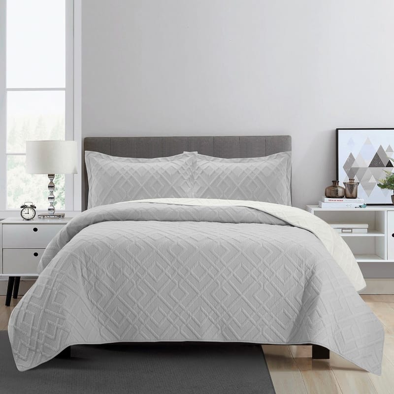 gray cotton quilt set 3 pieces