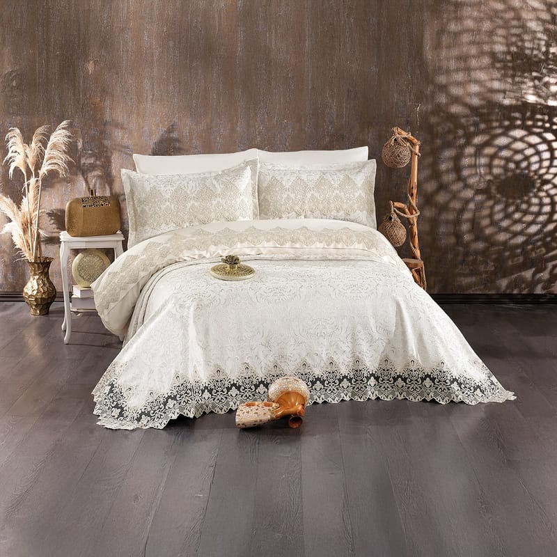 مافيرا طقم تخت عرايسي أوفوايت جاكارد 7 قطع 
