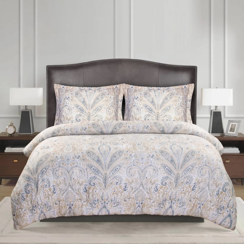 Kawn – White Patterned Cotton Duvet Cover Set – 3 Pieces from Karaz Linen
