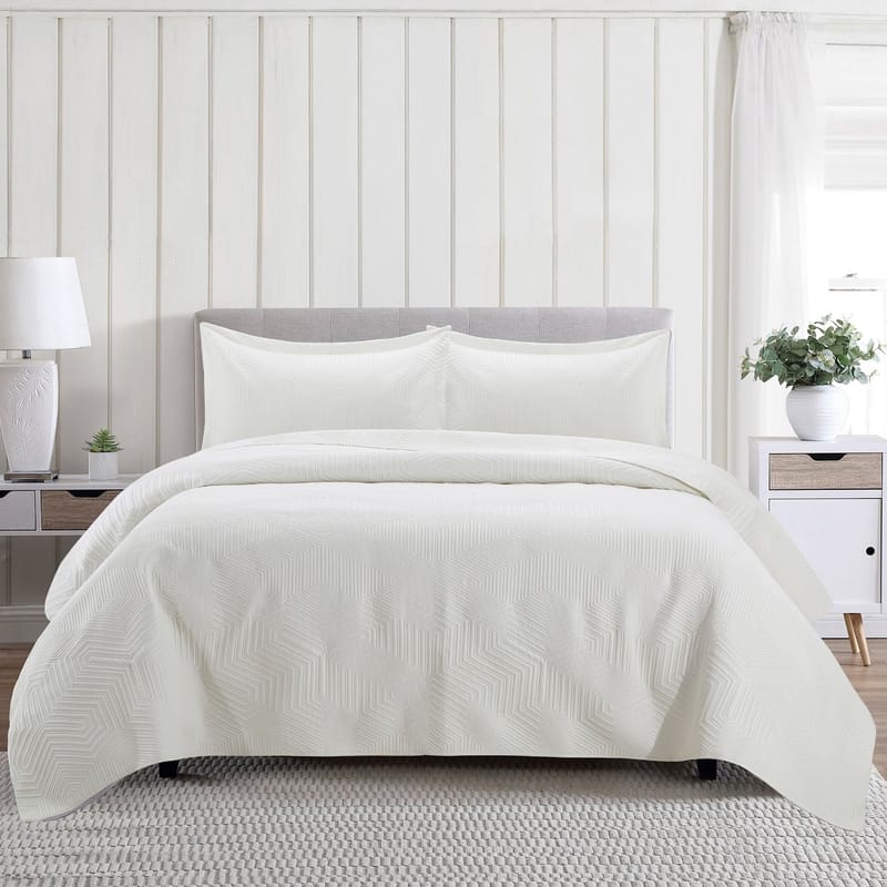  off white summer quilt set 3 Pieces 