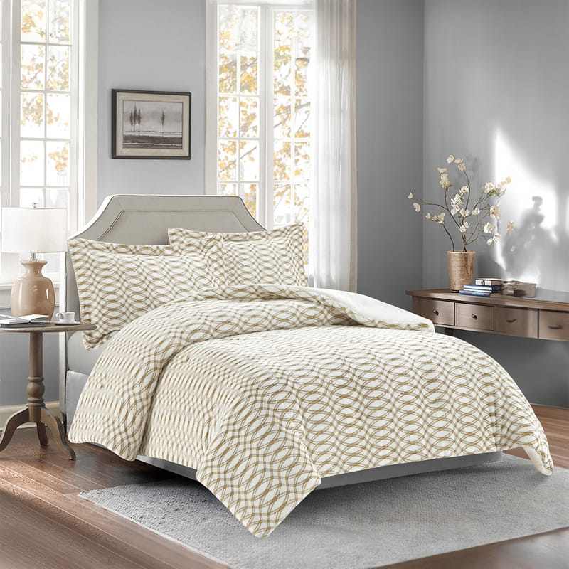 لامينا ذهبي | مفرش شتوي 3 قطع, كاكي color-1