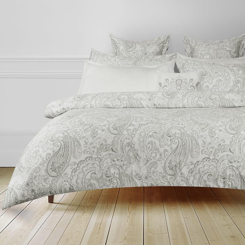 Lolwaaa Light Gray Patterned Cotton Comforter Set – 9 Pieces | Karaz Linen
