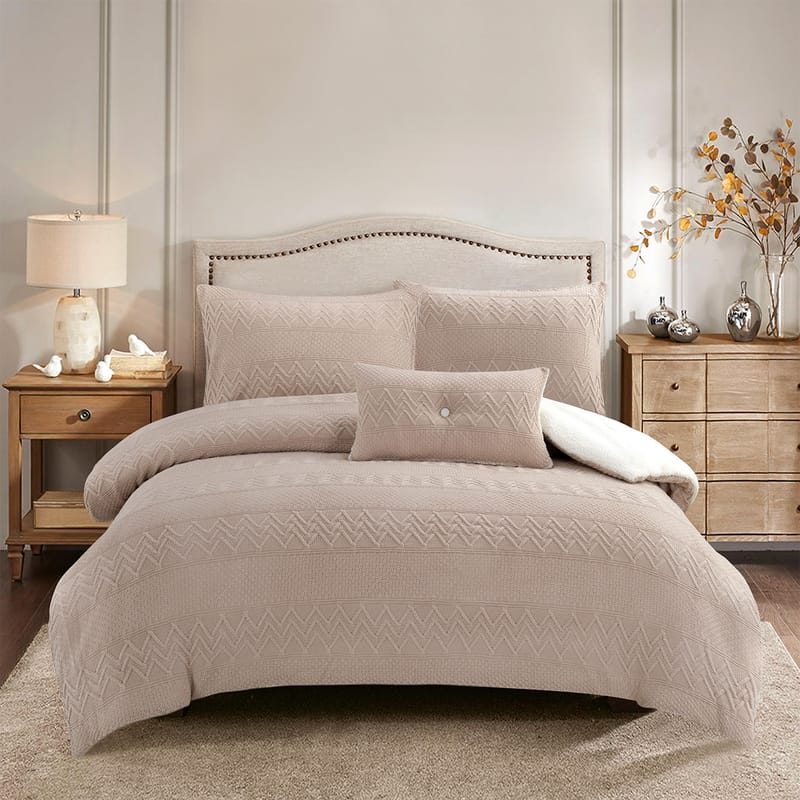 ماريسا | مفرش شتوي 4 قطع, كاكي color-1