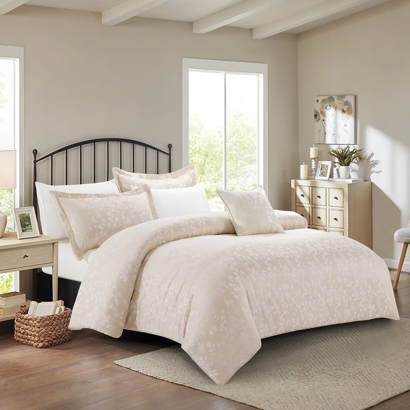 مرج مفرش بيج جاكارد فاخر طقم 7 قطع من كرز لنن
