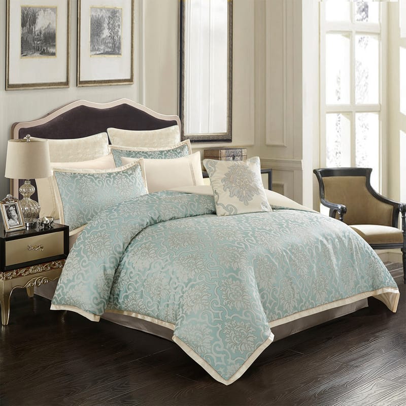 مليسا لحاف ازرق تركواز للسرير جاكارد فاخر 9 قطع
