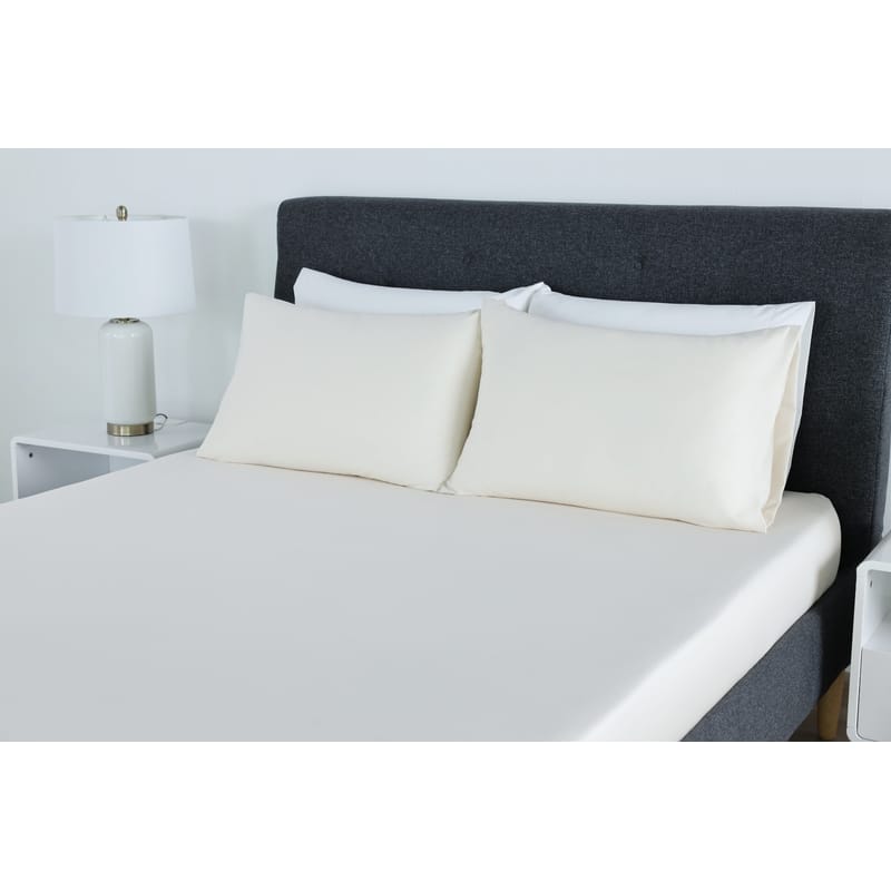 لايت 300 غرزة طقم شرشف مطاط, أبيض مطفي color-1