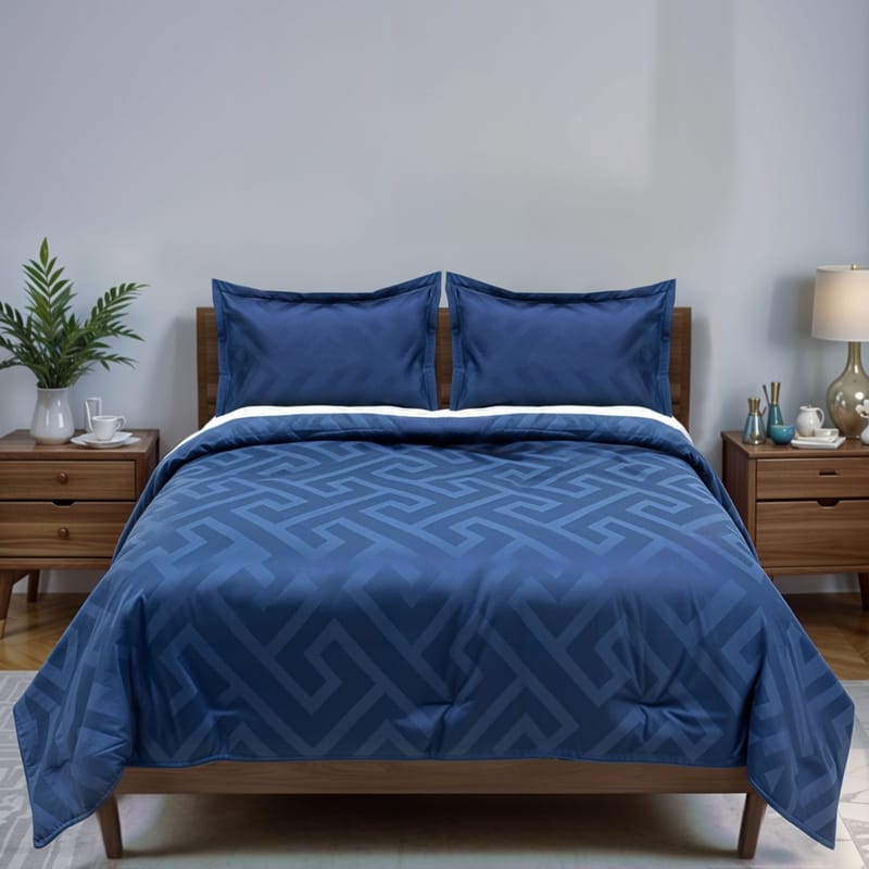 أوليمبوس مفرش فندقي كحلي قطن نفر ونص 3 قطع , أزرق بحري color-5