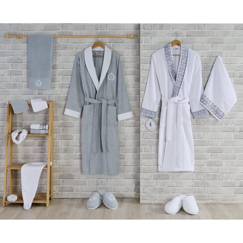 راحة | طقم أرواب حمام 16 قطعة, أبيض/أزرق color-27