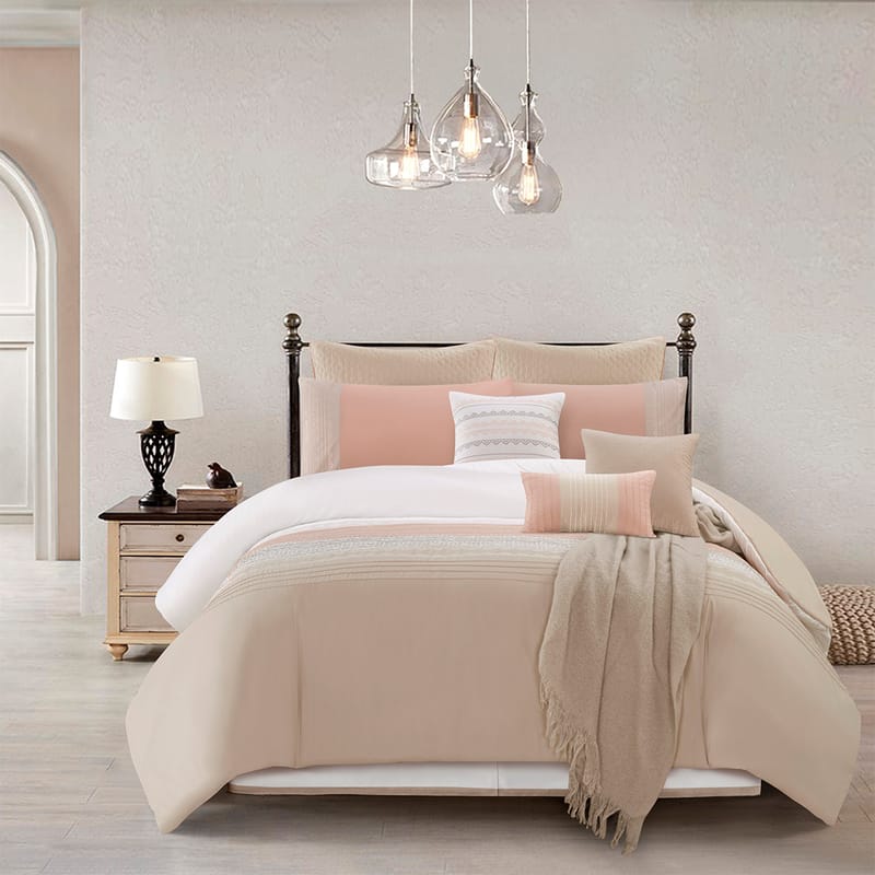 rayan beige and pink summer comforter set 10 pieces