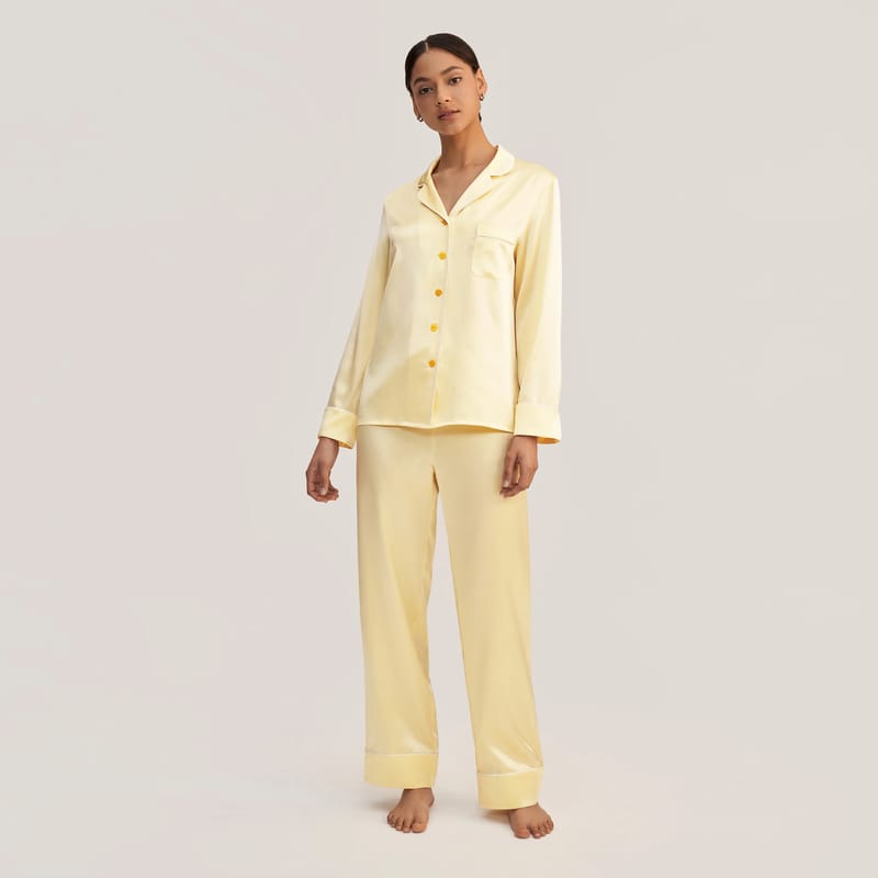 Lilysilk Natural Undyed Golden Silk Pajama Two Pieces - LILYÁUREA® Collection
