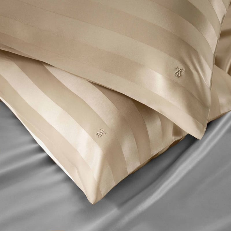 LILYSILK غطاء مخدة حرير طبيعي مخطط 19Momme ذهبي-1