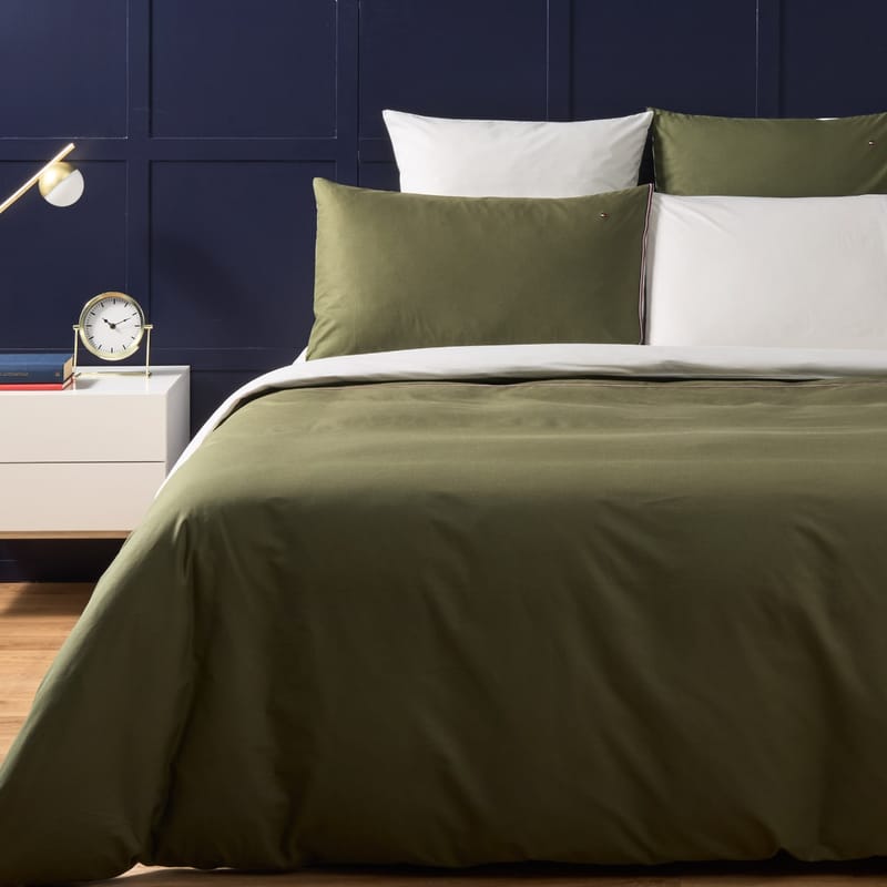 Ribbon – Tommy Hilfiger Olive Green Cotton Duvet Cover Set – 3 Pieces
