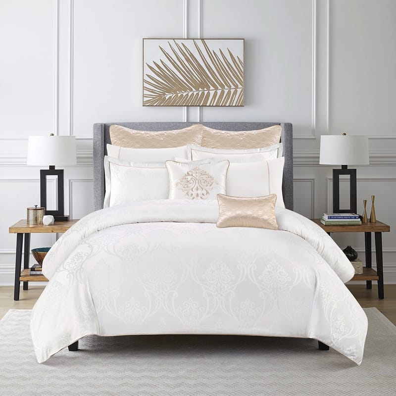 تولين طقم لحاف ابيض جاكارد صيفي, عاجي color-9