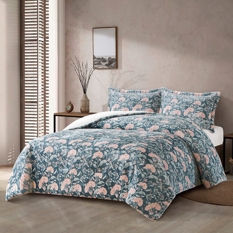 فيوليت غطاء شتوي للسرير مشجر فرو ناعم في السعودية ودول الخليج متوفر بمقاس نفرين
