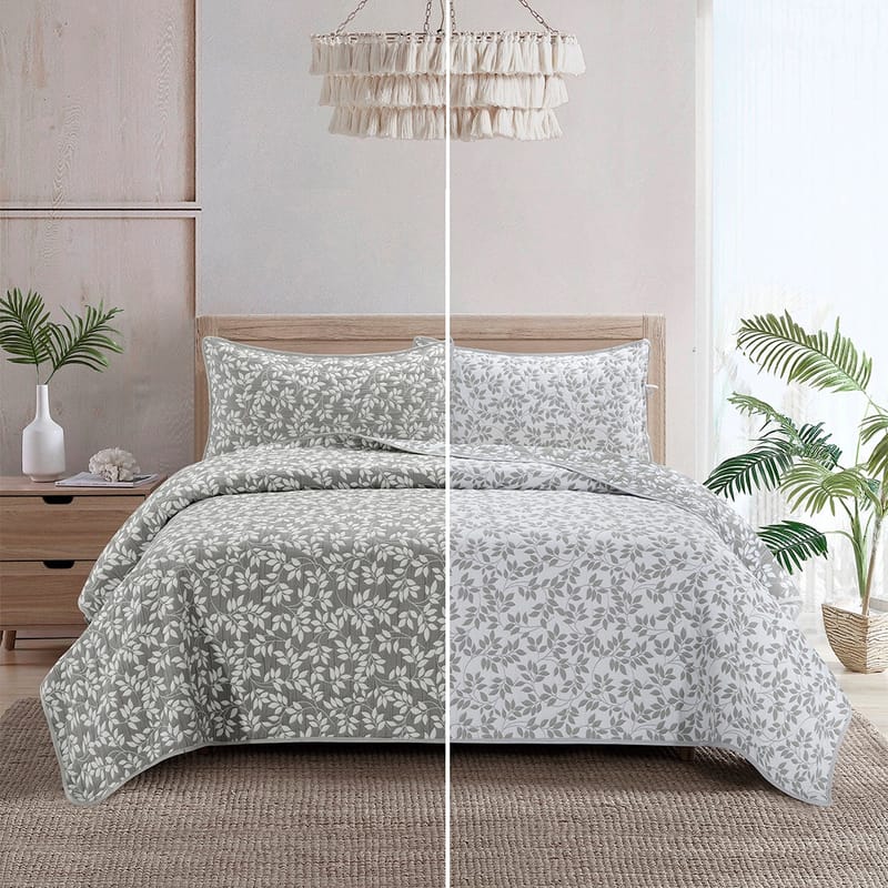 Zanbaa Gray Jacquard Summer Quilt Cover Set 3 Pieces
