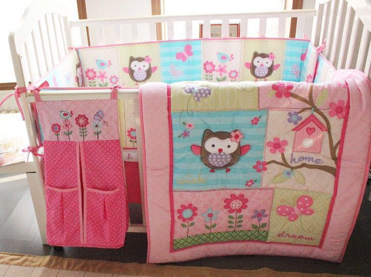 Baby Owl Crib Size Bedding Set