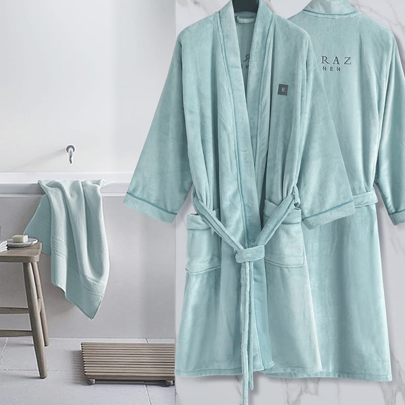 Buy Blue Flannel Kimono of Sale from karaz linen online and get a exulde brand with colour