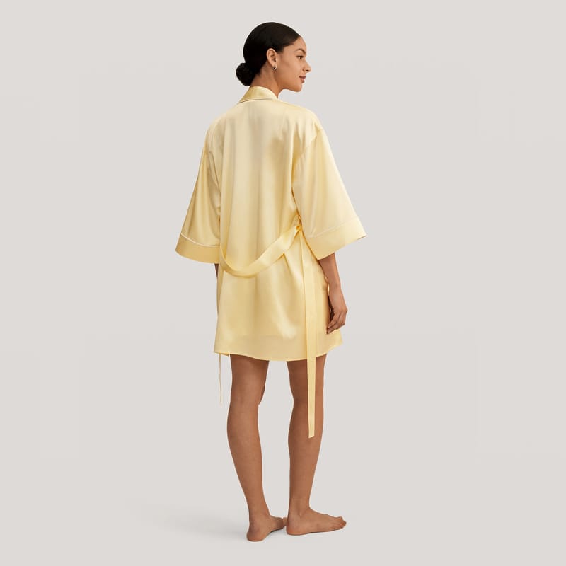 Buy LILYSILK | LILYÁUREA® Golden Cocoon Silk Kimono Robe of New Arrival from karaz linen online and get a exulde brand with colour
