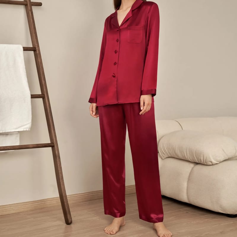 LILYSILK Silk Pajama Set Claret Karazlinen Bedding